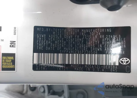 2025 Toyota Corolla Se from USA, damaged, VIN 5YFP4MCE9SP220506